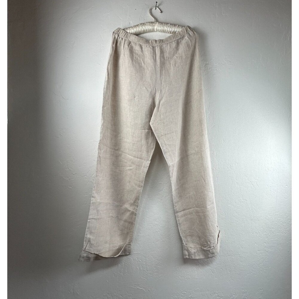 Crunch Women High Rise Straight Leg Pants Ivory Elastic Waist Pull-On Small
